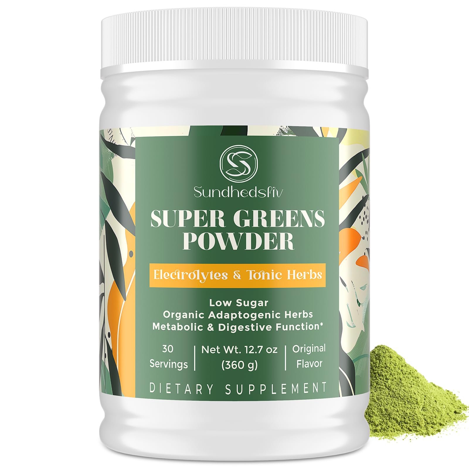 Super Greens Powder Superfood + Electrolytes & Tonic Herbs | Organic Greens, Shilajit, Adaptogens, Antioxidants, Preobiotic & Probiotic & Postbiotic| for Energy, Gut & Immune| Unflavored - 30 Servings - Product Image