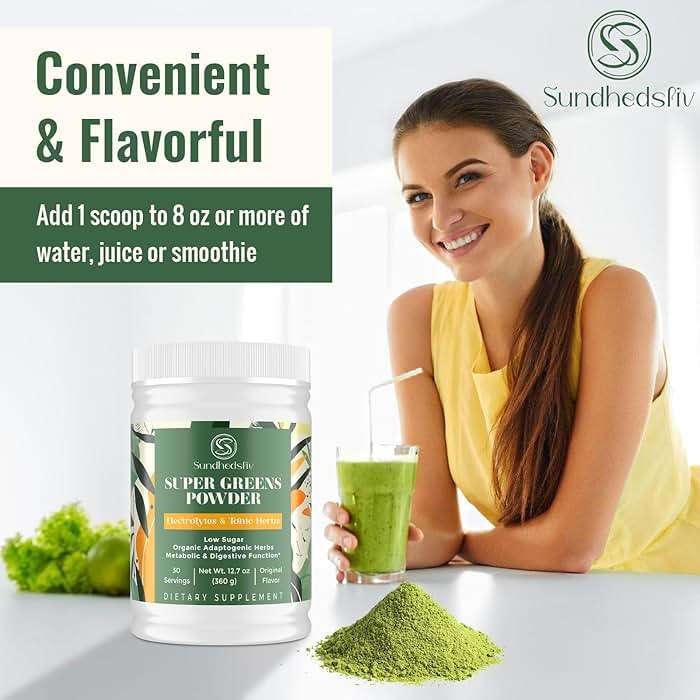 Super Greens Powder Superfood + Electrolytes & Tonic Herbs | Organic Greens, Shilajit, Adaptogens, Antioxidants, Preobiotic & Probiotic & Postbiotic| for Energy, Gut & Immune| Unflavored - 30 Servings - Image 7