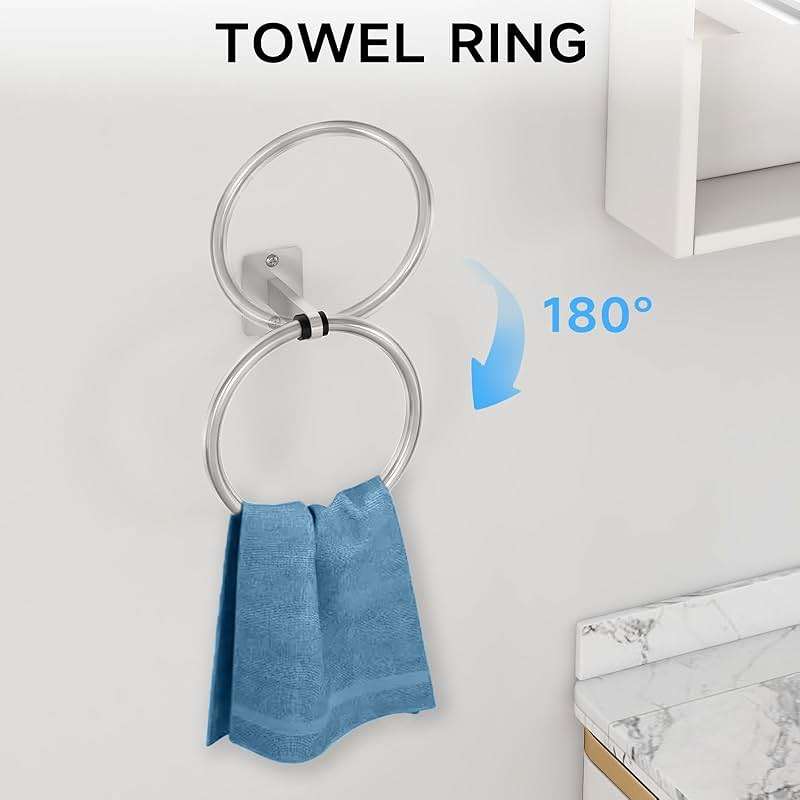 KLJKPA Brushed Nickel Bathroom Accessories Set, 10 Pieces Bathroom Hardware Set, 24 inch Towel Bar, Towel Racks for Bathroom, Robe Towel Hooks, Toilet Paper Holder Wall Mounted - Image 4