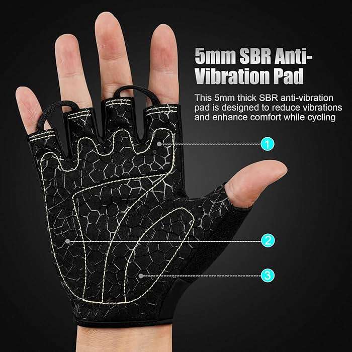 FITFIV Cycling Gloves Bike Gloves for Men/Women Half Finger Biking Gloves Exercise Workout Gloves Suitable for Outdoor Sports, Gym, Weight Lifting, Rowing and Motorcycle - Image 3