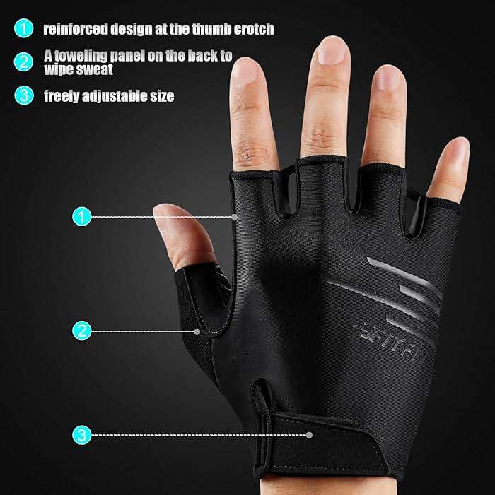 FITFIV Cycling Gloves Bike Gloves for Men/Women Half Finger Biking Gloves Exercise Workout Gloves Suitable for Outdoor Sports, Gym, Weight Lifting, Rowing and Motorcycle - Image 4
