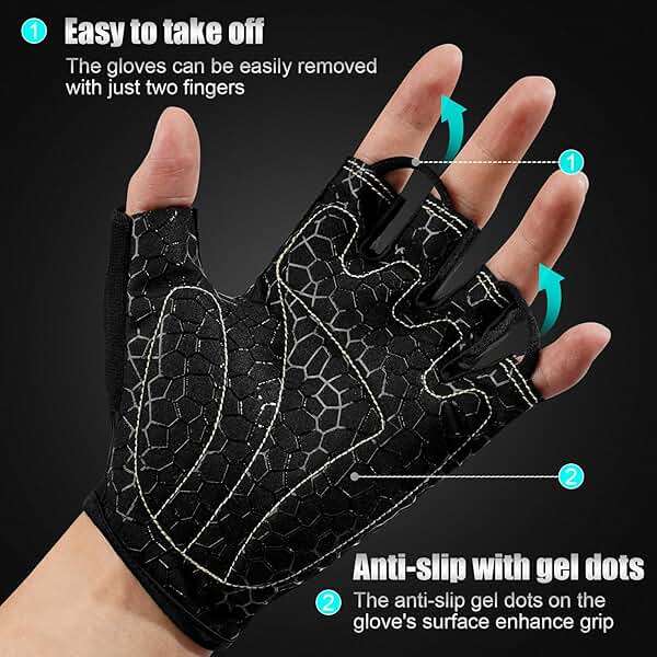FITFIV Cycling Gloves Bike Gloves for Men/Women Half Finger Biking Gloves Exercise Workout Gloves Suitable for Outdoor Sports, Gym, Weight Lifting, Rowing and Motorcycle - Image 5