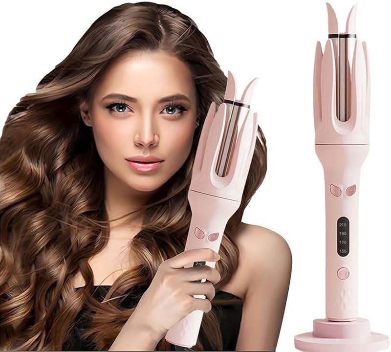 Automatic Curling Iron,Four Temperature Levels can be Selected,Rotating Curling Iron,Diameter 28mm ,Anti-Tangle Rotating Curling Wand for Hair Styling,Pink - Image 1