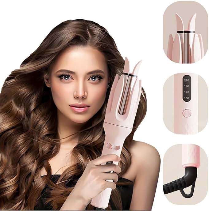 Automatic Curling Iron,Four Temperature Levels can be Selected,Rotating Curling Iron,Diameter 28mm ,Anti-Tangle Rotating Curling Wand for Hair Styling,Pink - Image 7