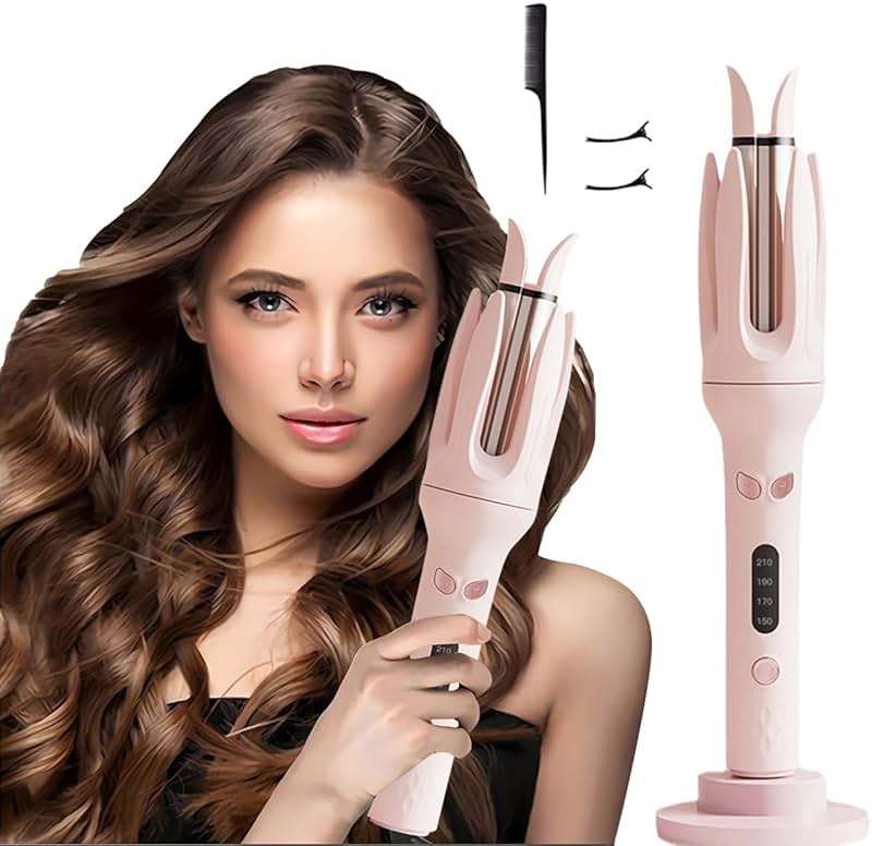 Automatic Curling Iron,Four Temperature Levels can be Selected,Rotating Curling Iron,Diameter 28mm ,Anti-Tangle Rotating Curling Wand for Hair Styling,Pink - Image 8