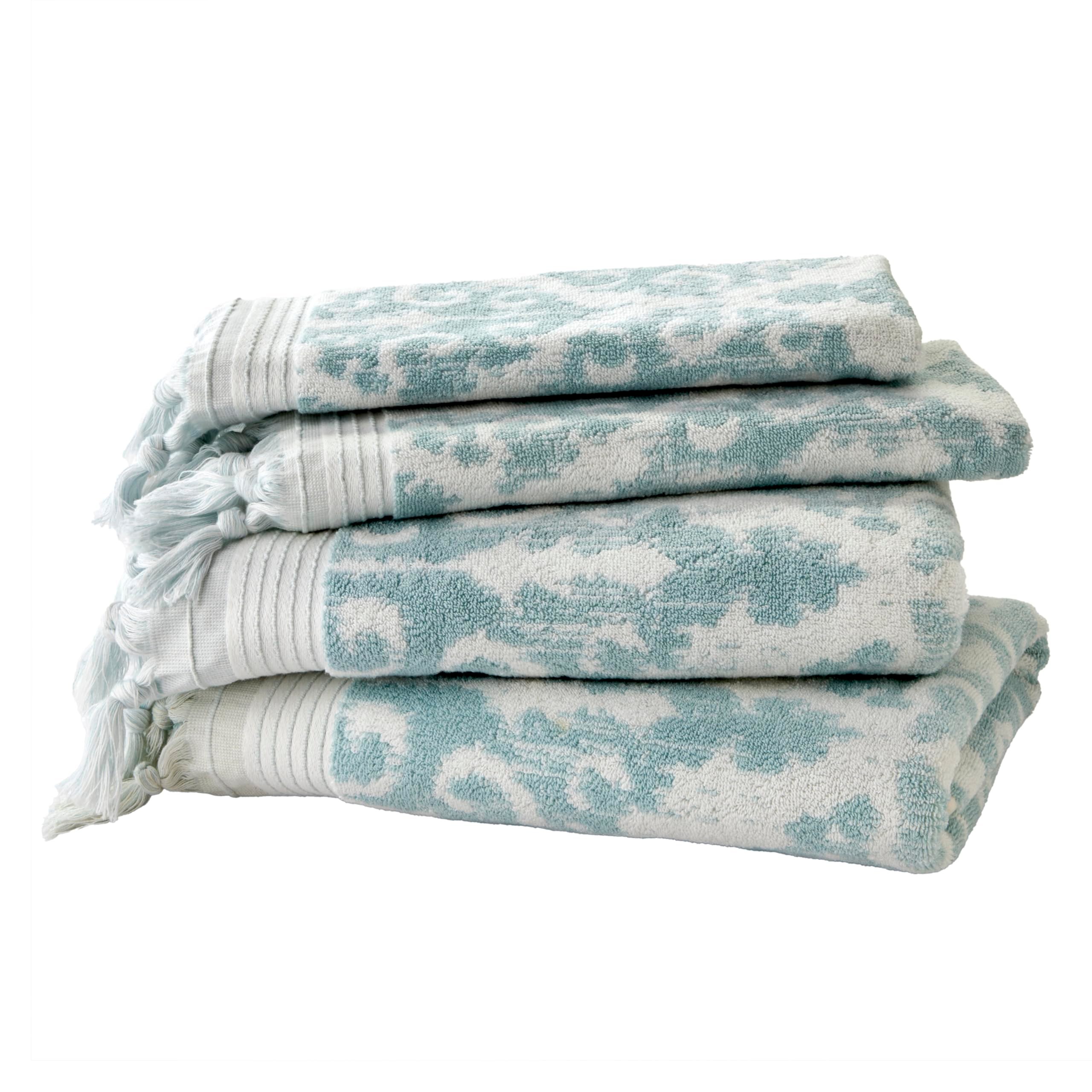 SKL Home Mirage Fringe 2 Bath, 2 Hand Towel Set, Aqua - Product Image