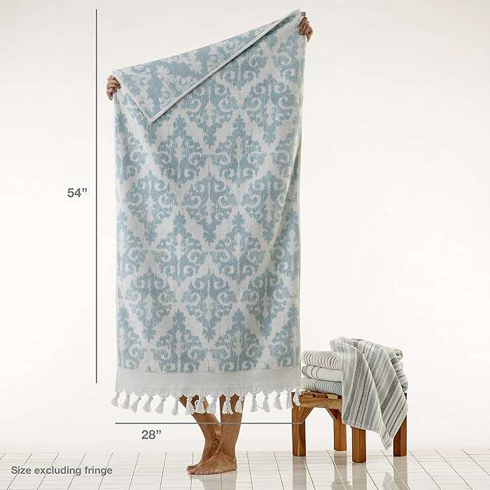 SKL Home Mirage Fringe 2 Bath, 2 Hand Towel Set, Aqua - Image 3