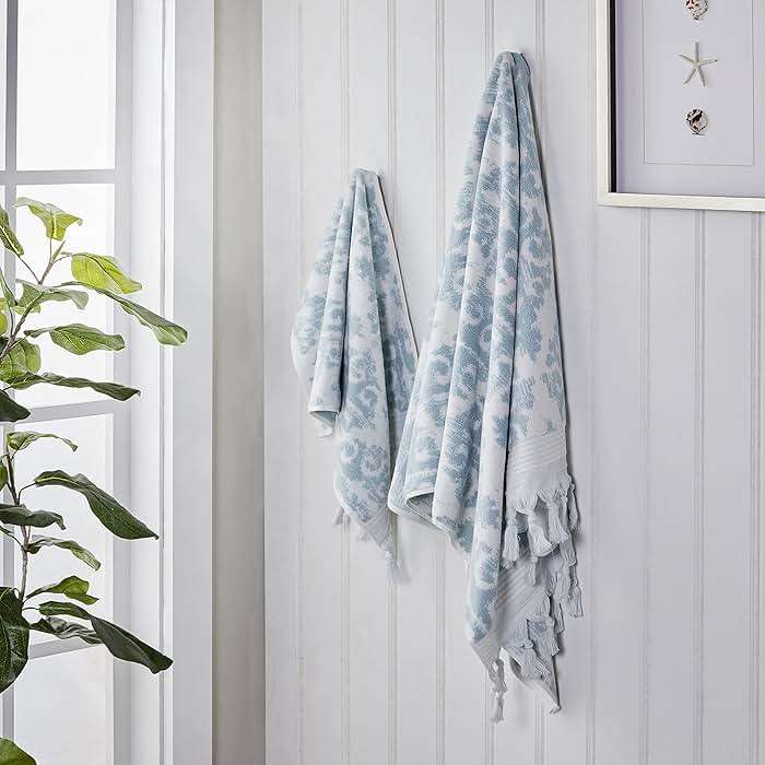 SKL Home Mirage Fringe 2 Bath, 2 Hand Towel Set, Aqua - Image 5
