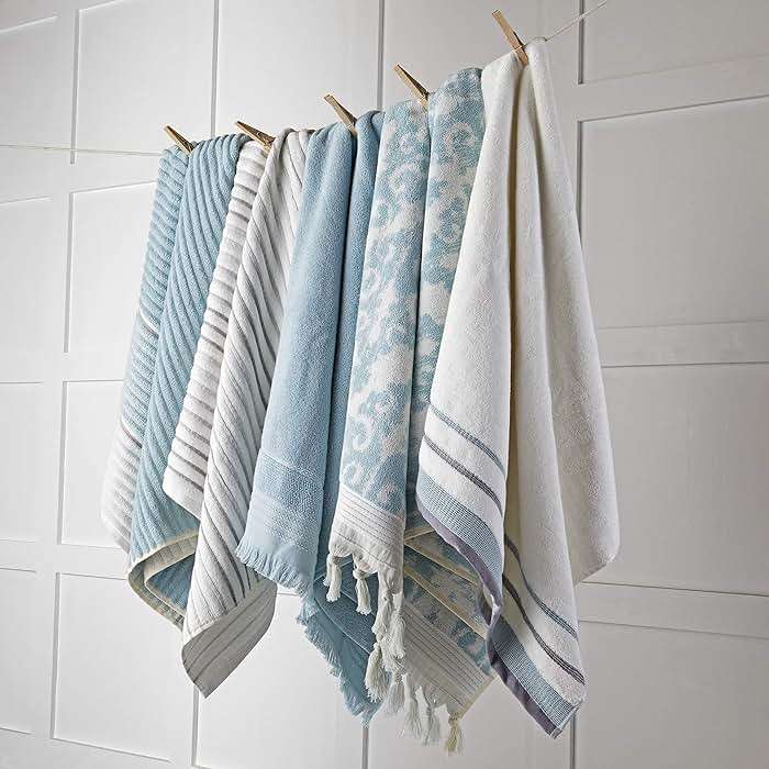 SKL Home Mirage Fringe 2 Bath, 2 Hand Towel Set, Aqua - Image 6