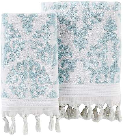 SKL Home Mirage Fringe 2 Bath, 2 Hand Towel Set, Aqua - Image 7