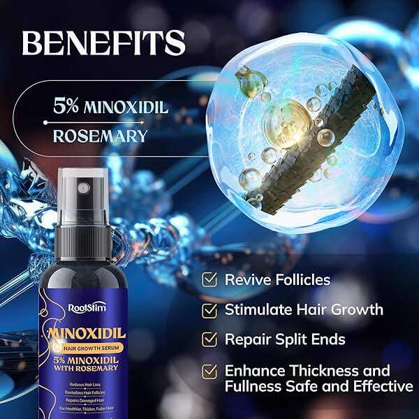 5% Minoxidil Hair Growth for Men and Women: Extra Strength Minoxidil Hair Loss Treatment Serum with Rosemary for Faster Stronger Thicker Hair Growth 60ML - Image 2