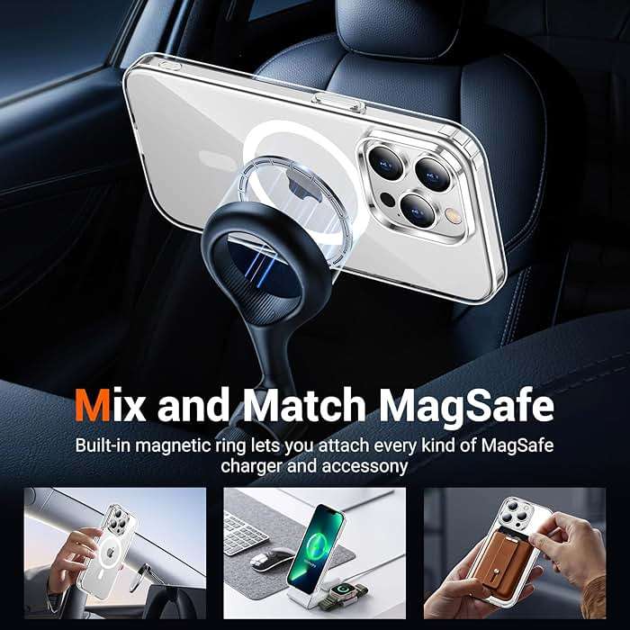 Temdan for iPhone 13 Pro Max Case Clear with Screen Protector, Compatible with Magsafe, Anti-Yellowing, Military-Grade Protection, Shockproof Slim Magnetic Phone Case Cover, Transparen - Image 3