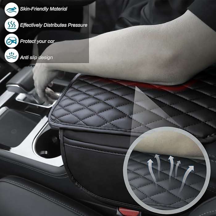 Ouzorp Car Center Console Cover, Upgraded Microfiber Leather Car Arm Rest Cover with 2 Storage Bags, Universal Armrest Cover for Car Storage Box Car Interior Accessories Protector for Most Vehicle - Image 5