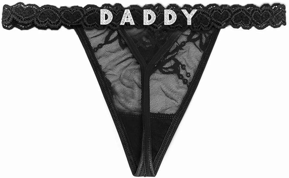 Eoribag Women's Personalized Thongs with Funny Rhinestone Letters, Custom Name Underwear Panties for Couples - Image 1