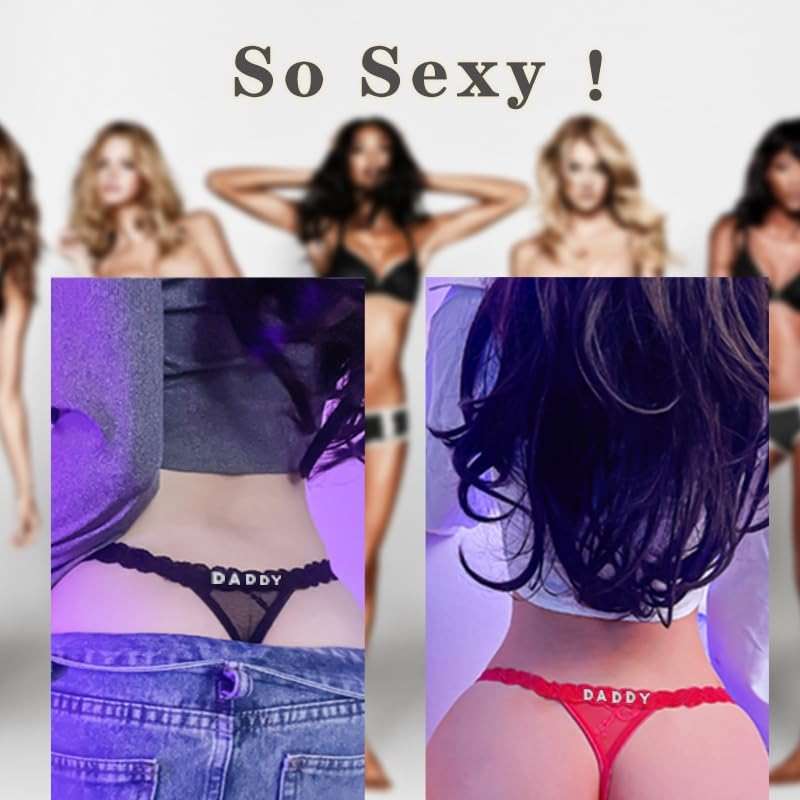 Eoribag Women's Personalized Thongs with Funny Rhinestone Letters, Custom Name Underwear Panties for Couples - Image 2