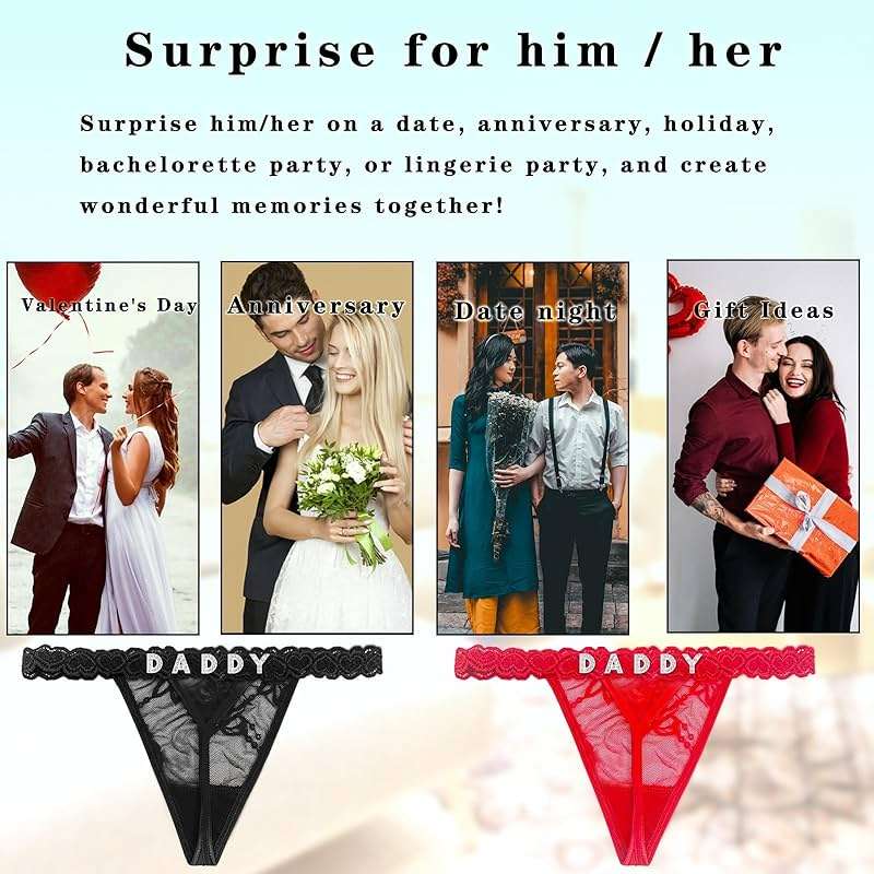 Eoribag Women's Personalized Thongs with Funny Rhinestone Letters, Custom Name Underwear Panties for Couples - Image 5