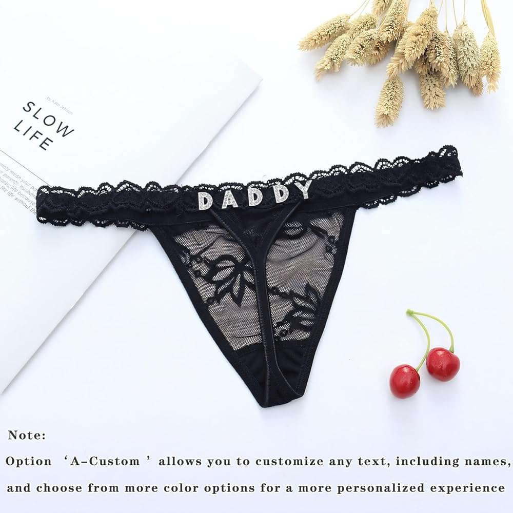 Eoribag Women's Personalized Thongs with Funny Rhinestone Letters, Custom Name Underwear Panties for Couples - Image 7