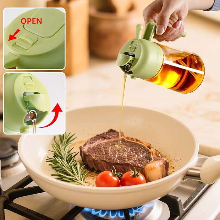 SWEET VIEW 2PCS Olive Oil Sprayer for Cooking, 470ml 2 In 1 Glass Oil Sprayr & Pour for Kitchen, Air Fryer, Cooking, Salad, BBQ (Black,Green) - Image 4
