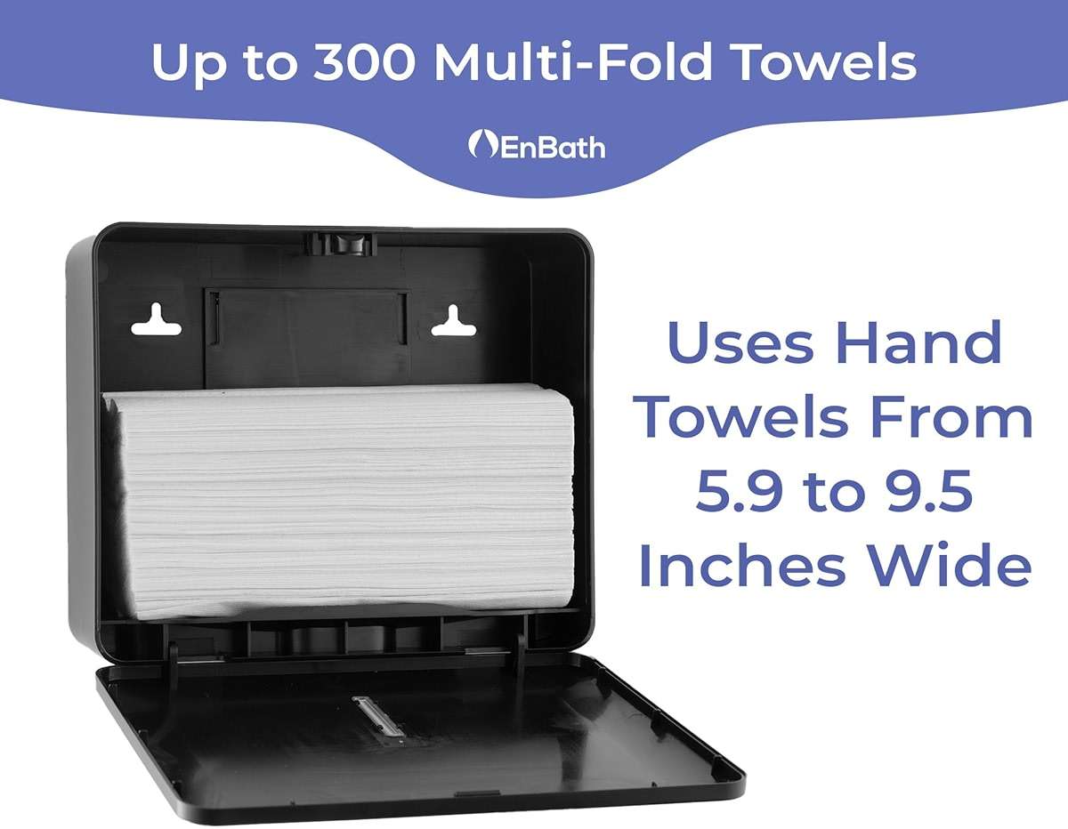 Multifold Paper Towel Dispenser Wall Mount (Black, 2-Pack), Folded Hand Towel Dispenser for Bathroom/Restroom, Commercial Paper Towel Holder, Trifold Paper Towels Dispenser by EnBath - Image 4