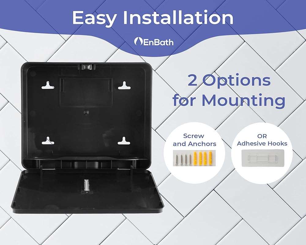 Multifold Paper Towel Dispenser Wall Mount (Black, 2-Pack), Folded Hand Towel Dispenser for Bathroom/Restroom, Commercial Paper Towel Holder, Trifold Paper Towels Dispenser by EnBath - Image 6