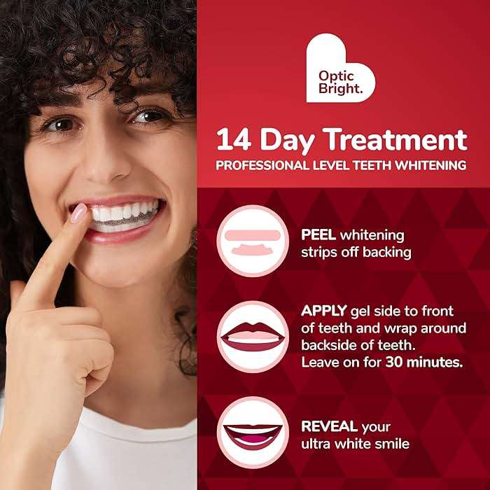 BioSwiss Teeth Whitening Strips, Optic Bright Ultra White Mint Tooth Whitener Strip Set, Pack of 28, Red Box - Image 4
