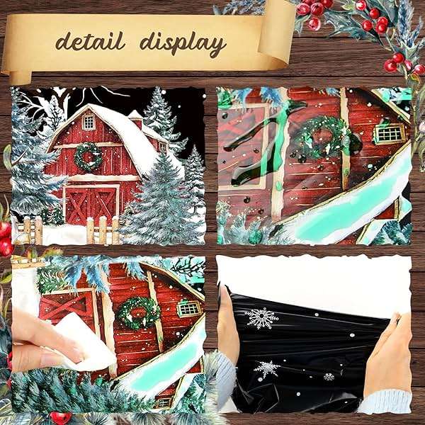 FuWeave 4 Pcs Christmas Disposable Tablecloth 108 x 54 Inch Black Christmas Plastic Tablecloth Rectangle Snowman Table Cloth Tablecover Waterproof Table Cover for Holiday Party Decorations(Black) - Image 5