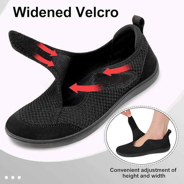 LeIsfIt Womens Wide Diabetic Shoes Adjustable Barefoot Walking Shoes Breathable Zero Drop Sneakers for Wide Width Arthritis Edema Feet - Image 4