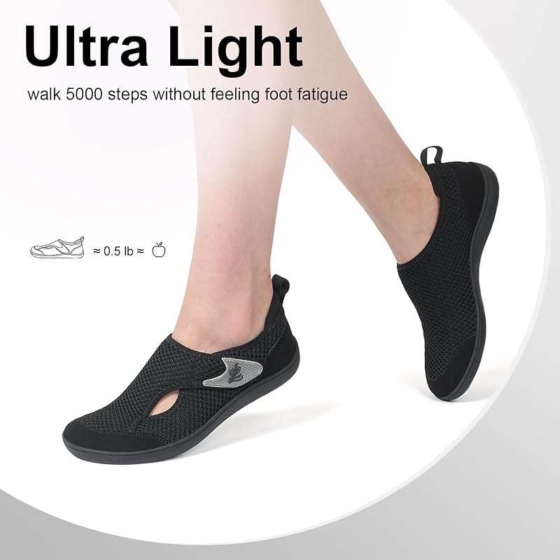 LeIsfIt Womens Wide Diabetic Shoes Adjustable Barefoot Walking Shoes Breathable Zero Drop Sneakers for Wide Width Arthritis Edema Feet - Image 6