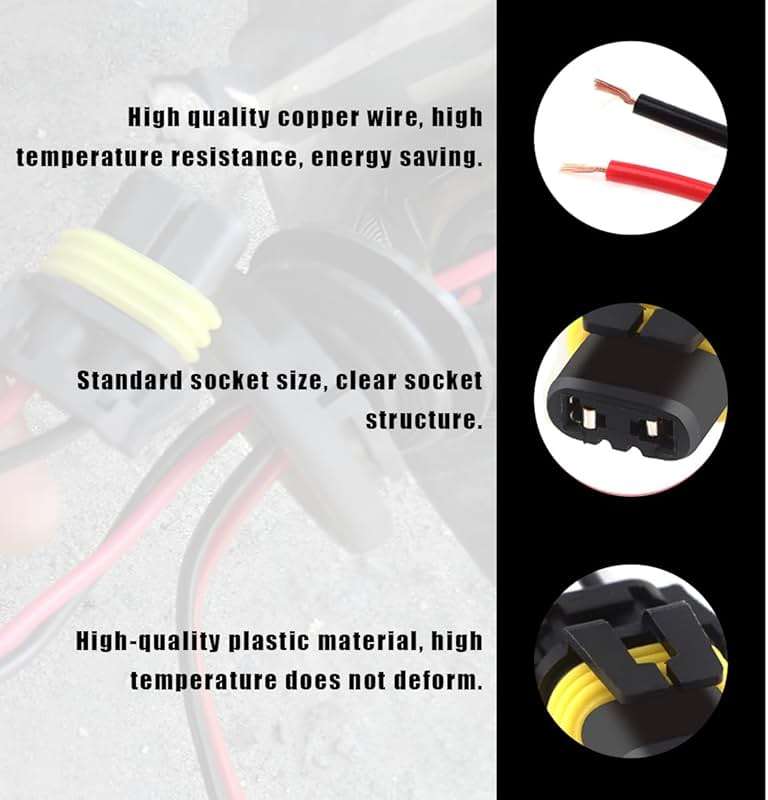 Wevdn 2 PCS 9005 HB3 9006 HB4 9012 Bulb Socket, Headlight Connector Female Adapter Wiring Harness Socket, Automotive Headlights Fog Lights Socket Wire Replacement, Car Accessories - Image 3