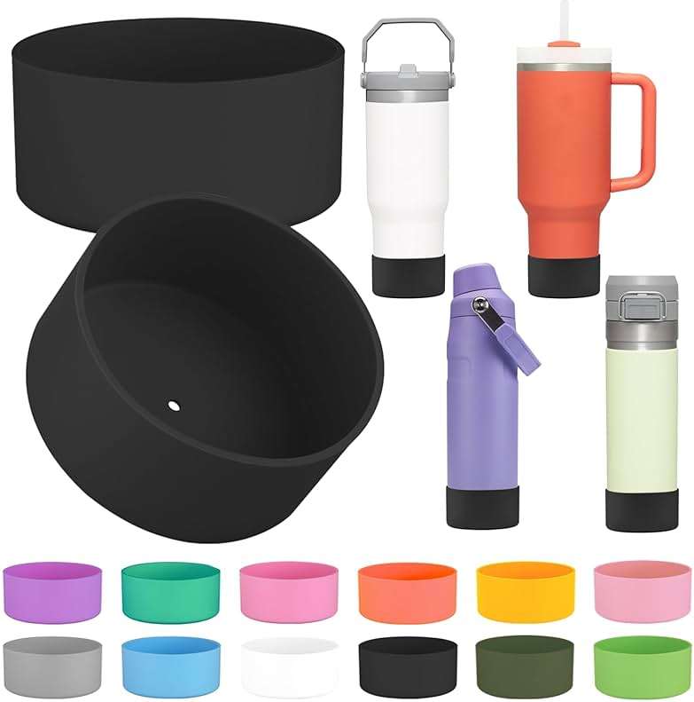 ziHenryDa 2Pcs Silicone Boot Sleeve for Stanley IceFlow Fast Flow Water Bottle 24oz,Silicone Boot Bumper for Stanley Quencher 40oz,for IceFlow 20oz 30oz,for Quick Flip GO 24oz Bottle(Thickened) - Image 1