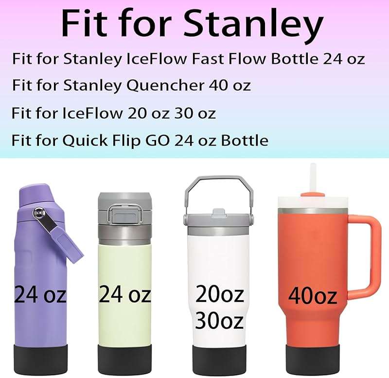 ziHenryDa 2Pcs Silicone Boot Sleeve for Stanley IceFlow Fast Flow Water Bottle 24oz,Silicone Boot Bumper for Stanley Quencher 40oz,for IceFlow 20oz 30oz,for Quick Flip GO 24oz Bottle(Thickened) - Image 2