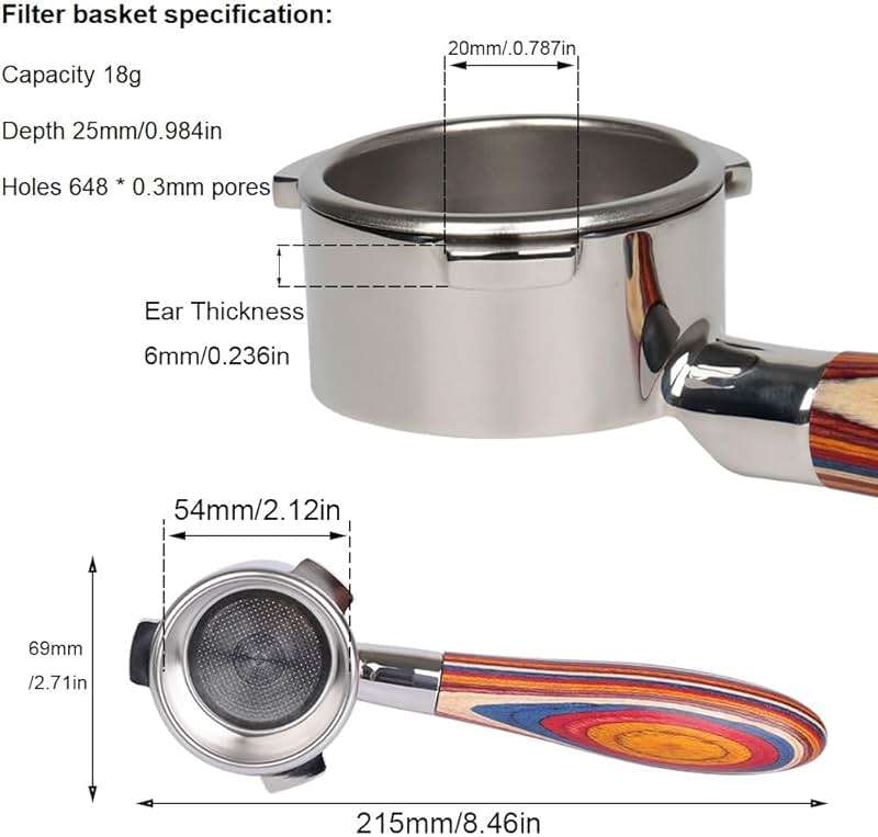 Bottomless Portafilter 54mm with Color Wood Compatible with Breville Barista Express, Pro, Touch, and Impress | Fire Phoenix Handle - Image 2