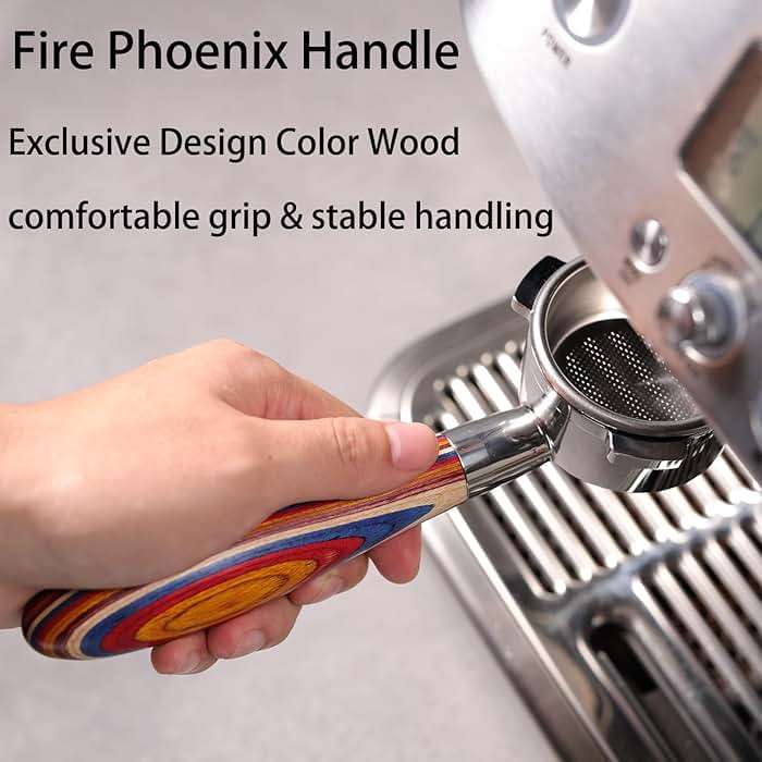 Bottomless Portafilter 54mm with Color Wood Compatible with Breville Barista Express, Pro, Touch, and Impress | Fire Phoenix Handle - Image 4