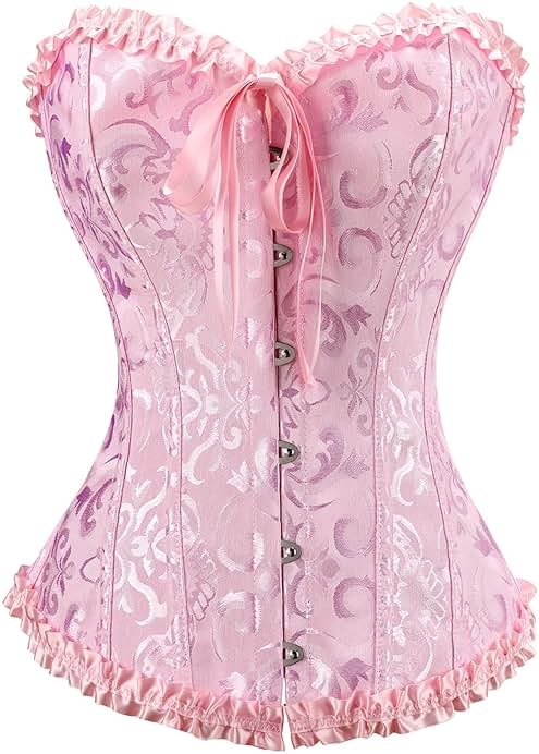 Demays Corset Tops for Women,Bustier Shapewear Lingerie,Lace Tied Renaissance Overbust Corset Push Up Bodysuit - Product Image