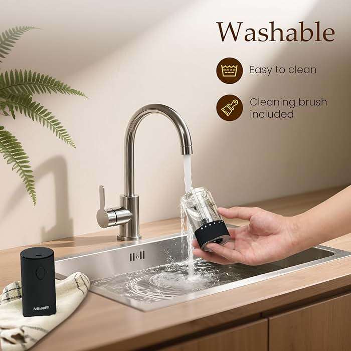 Newise Electric Salt & Pepper Grinder Set, Rechargeable with LED Light & External Coarseness Adjustment, One-Hand Operation, Perfect Kitchen Gift for Home Cooks & Families - Black - Image 6