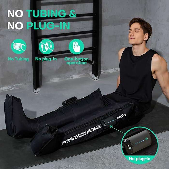 beoka Leg Massager for Circulation and Pain Relief, Leg Recovery System for Fast Recovery, Cordless Air Compression Boots with 3 Modes 5 Intensities for Athletes Runners and Travelers-L - Image 6