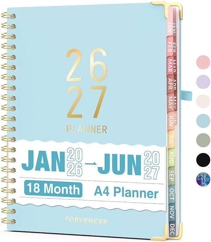 Jul 2026 - Dec 2027 Planner, Forvencer 18 Month Academic Planner 2026-2027, 8.5" x 11", Calendar Planner Weekly and Monthly, Daily Agenda Book, College School Supplies for Student Teacher, A4, Blue - Product Image
