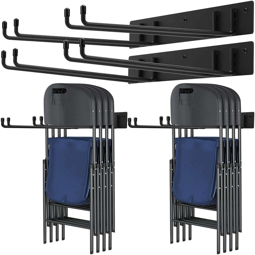 Neiteli Folding Chair Rack,Metal Folding Chair Storage Rack - 2-Pack,Heavy Duty Design,Garage Organization & Foldable Chair Hanger - Image 1