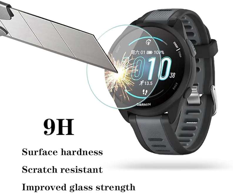 HUADU Watch Screen Protector Compatible for Garmin Forerunner 165, Tempered Glass Film Anti Scratch High Definition Full Coverage and Soft TPU Protective Case - Image 2
