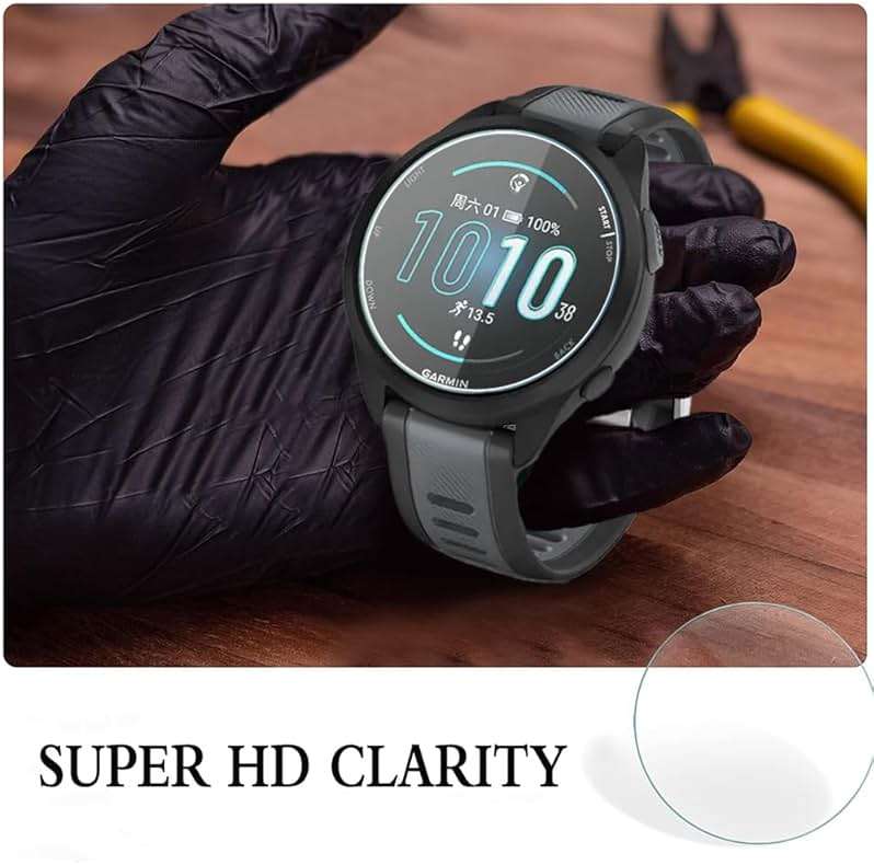 HUADU Watch Screen Protector Compatible for Garmin Forerunner 165, Tempered Glass Film Anti Scratch High Definition Full Coverage and Soft TPU Protective Case - Image 4