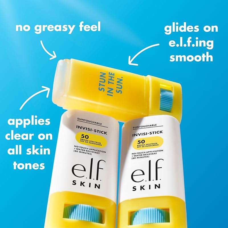 e.l.f. SKIN Suntouchable Invisi-Stick Face Sunscreen SPF 50, Clear, Lightweight with Sunflower Seed Oil, Vegan & Cruelty-Free - Image 4