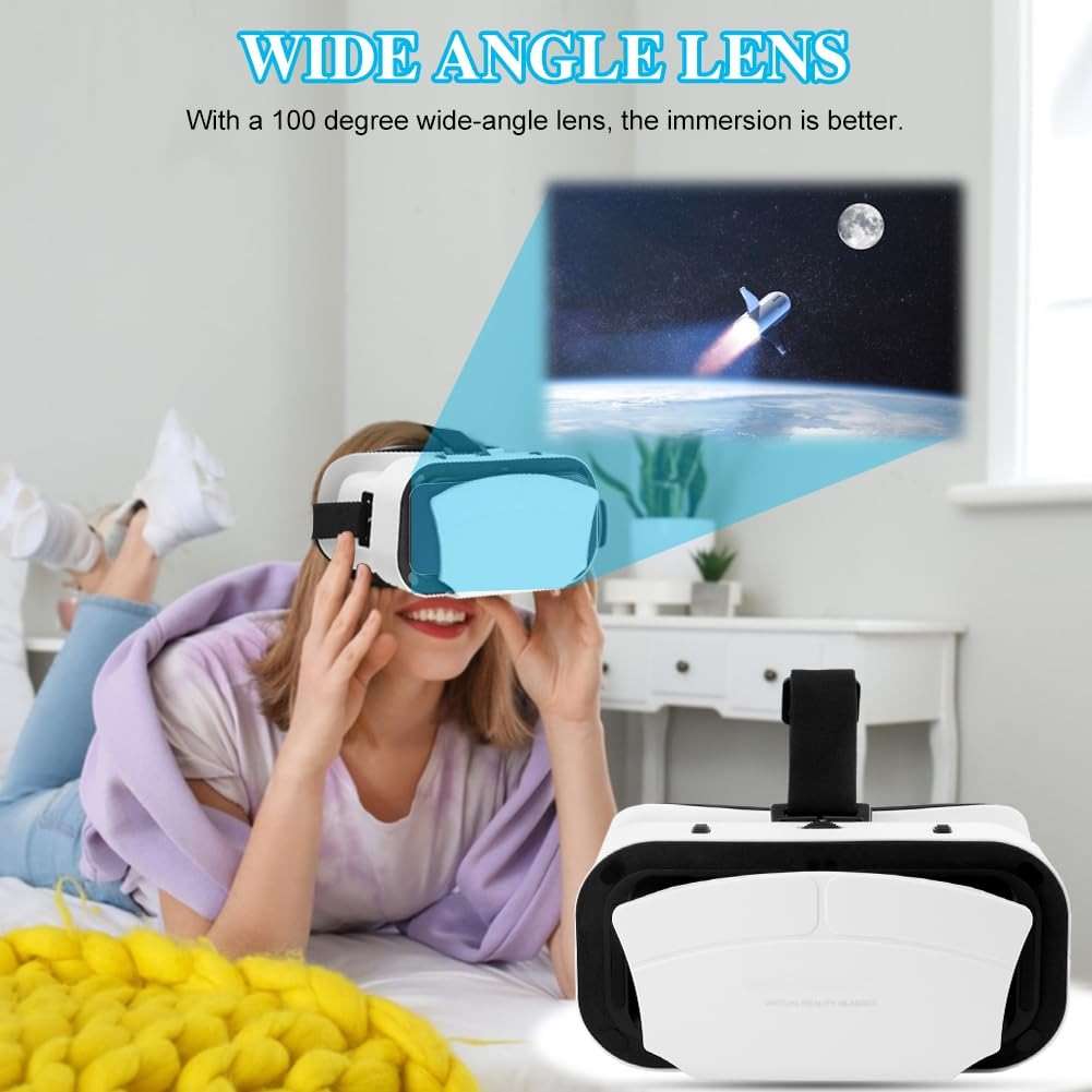 Virtual Reality Goggles, 3D VR Glasses Adjustable VR Virtual Reality Headset with Wide Angle Lens, Universal 3D VR Headset for Kids Adults, HD Goggles for Phone Movies Games - Image 2
