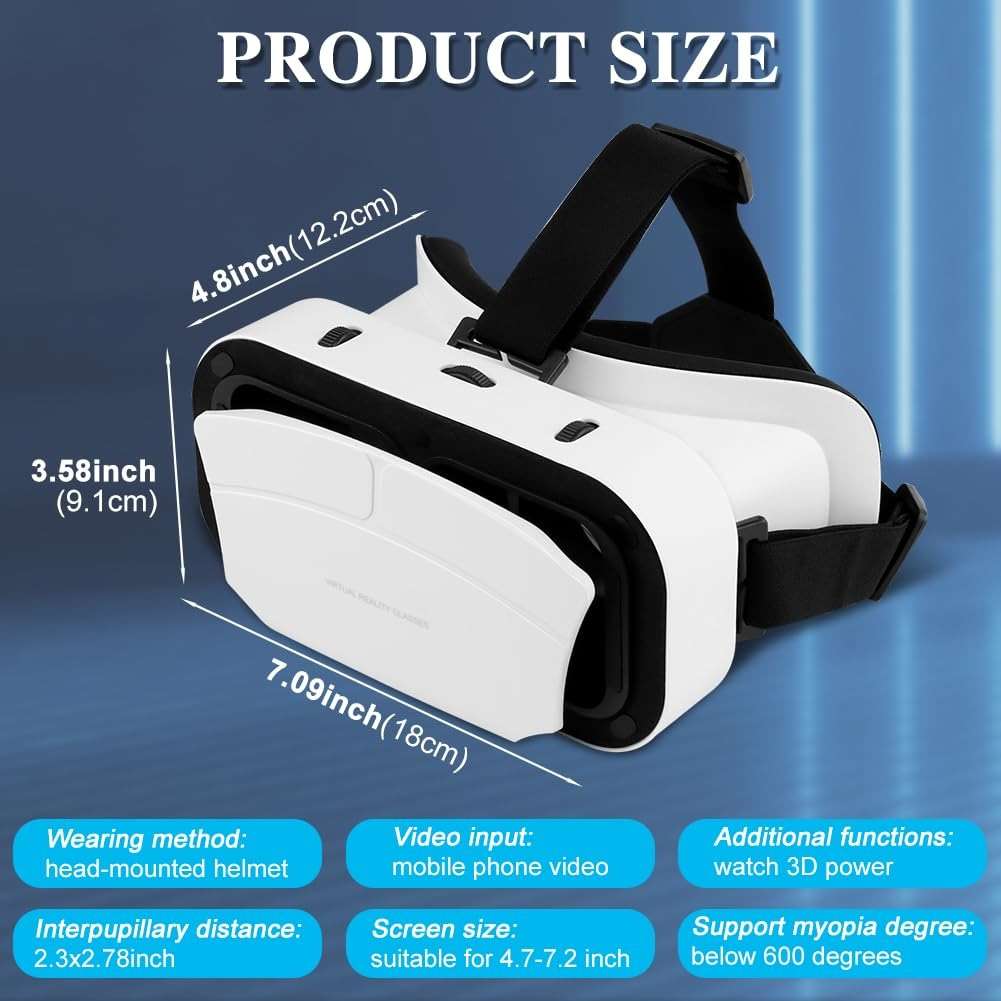 Virtual Reality Goggles, 3D VR Glasses Adjustable VR Virtual Reality Headset with Wide Angle Lens, Universal 3D VR Headset for Kids Adults, HD Goggles for Phone Movies Games - Image 8