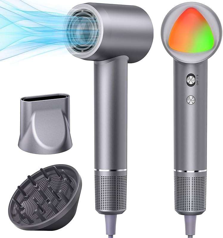 Hair Dryer, 160000 RPM Portable Professional Ionic Hair Dryer with 500 Million Negative Ions, Fast-Drying, Low Noise with Diffuser & Nozzle, Lightweight for Home and Travel - Image 1