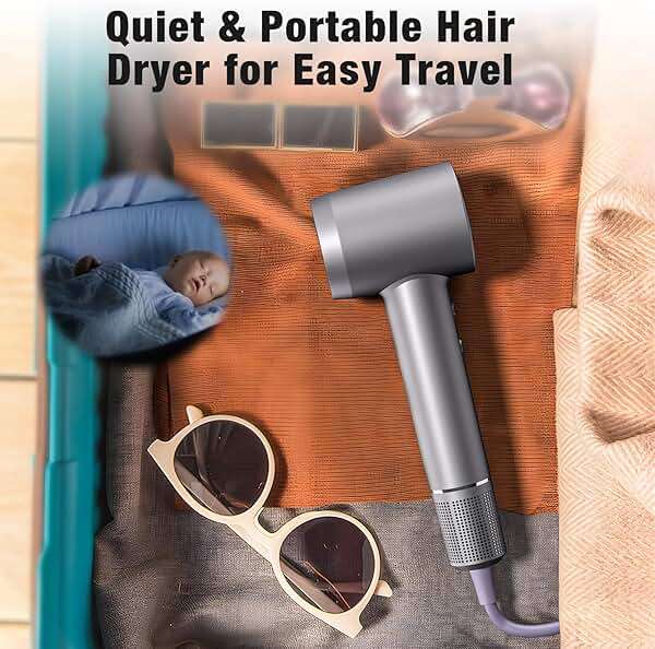 Hair Dryer, 160000 RPM Portable Professional Ionic Hair Dryer with 500 Million Negative Ions, Fast-Drying, Low Noise with Diffuser & Nozzle, Lightweight for Home and Travel - Image 6