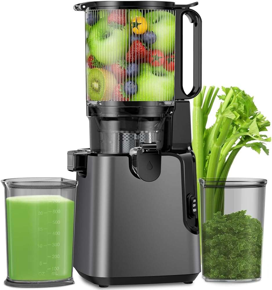 Juicer Machines with 5.8" Large Feed Chute, Cold Press Juicer for Whole Vegetables and Fruits 400W, Slow Masticating juicer Easy to Clean Juice Extractor Machine High Juice Yield - Image 1