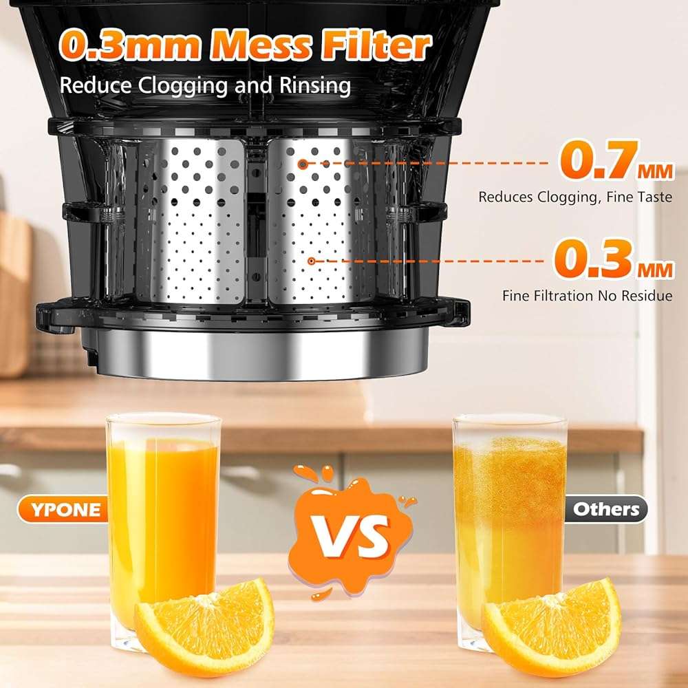 Juicer Machines with 5.8" Large Feed Chute, Cold Press Juicer for Whole Vegetables and Fruits 400W, Slow Masticating juicer Easy to Clean Juice Extractor Machine High Juice Yield - Image 4