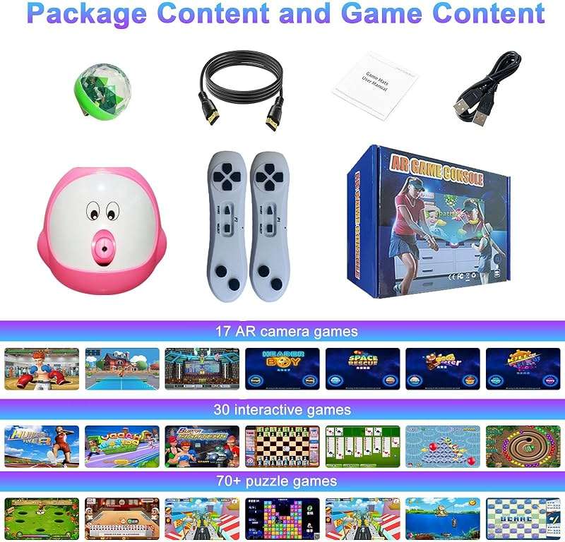 TV Game Console with 100+ Games, 2 Wireless Controllers, HDMI Plug & Play - Includes 30 Sportsgame & 17 AR Games - Birthday Christmas Xmas Gifts for Girls Boys , Age 3+ - Image 7