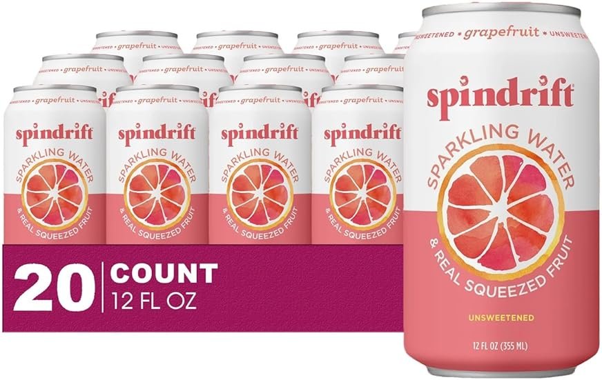 Spindrift 20- Pack of Grapefruit Sparkling Water & Real Squeezed Fruit 12 fl oz Can - Product Image