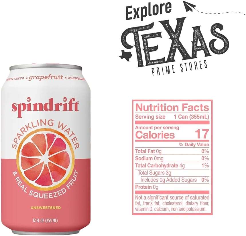 Spindrift 20- Pack of Grapefruit Sparkling Water & Real Squeezed Fruit 12 fl oz Can - Image 2